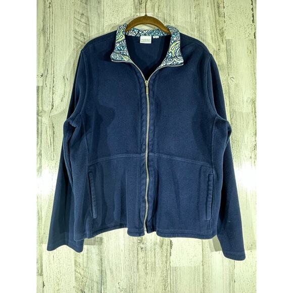 Chicos Weekends Jacket Size 3 or XL Navy Blue Full Zip‎ Pockets Cotton Blend - Picture 3 of 8